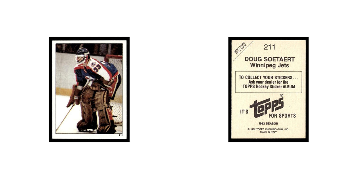 Doug Soetaert 1982 Topps Stickers #211 Winnipeg Jets Hockey Card EX