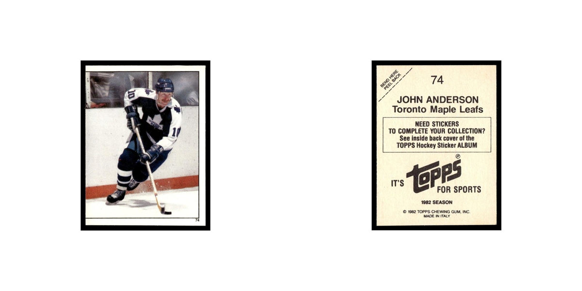 John Anderson 1982 Topps Stickers #74 Toronto Maple Leafs Hockey Card EX