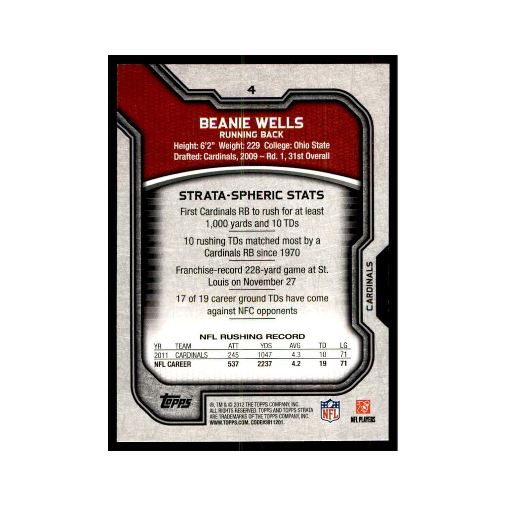 2012 Topps Strata Beanie Wells Football Cards #4