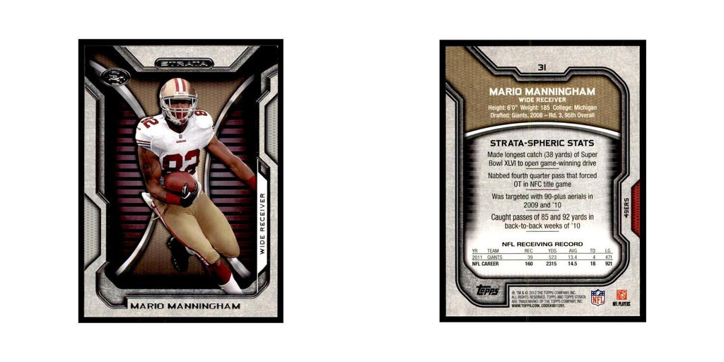 2012 Topps Strata Mario Manningham Football Cards #31