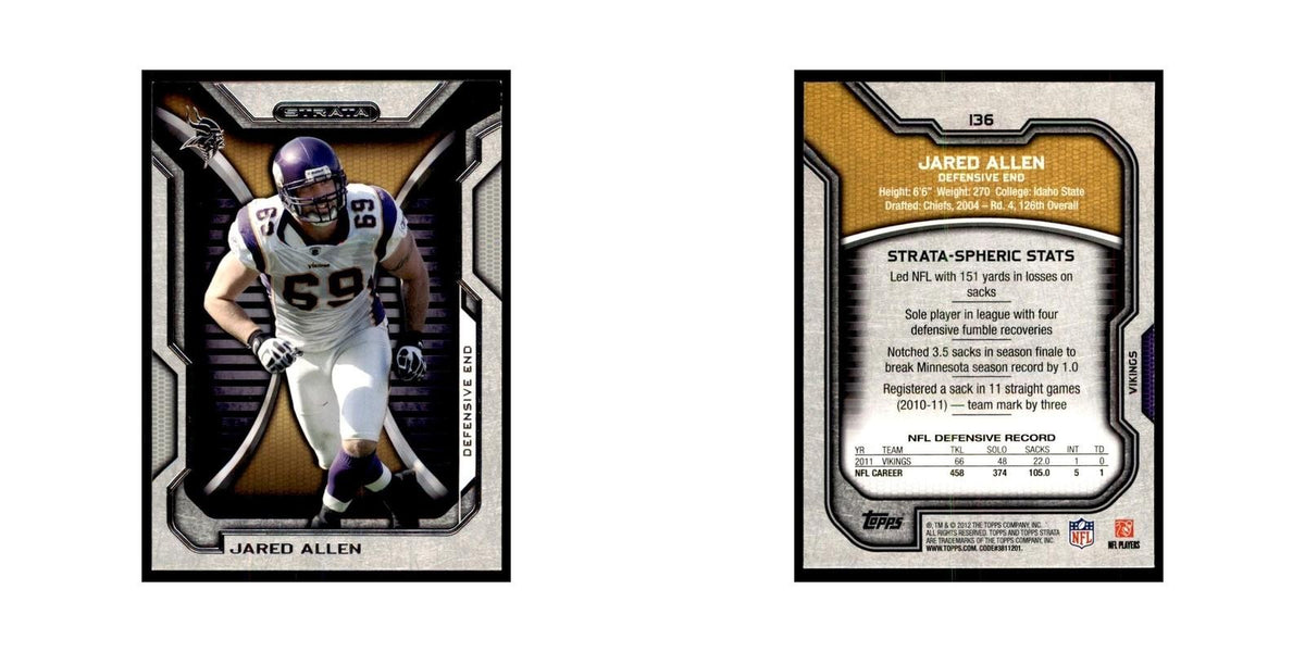 2012 Topps Strata Jared Allen Football Cards #136
