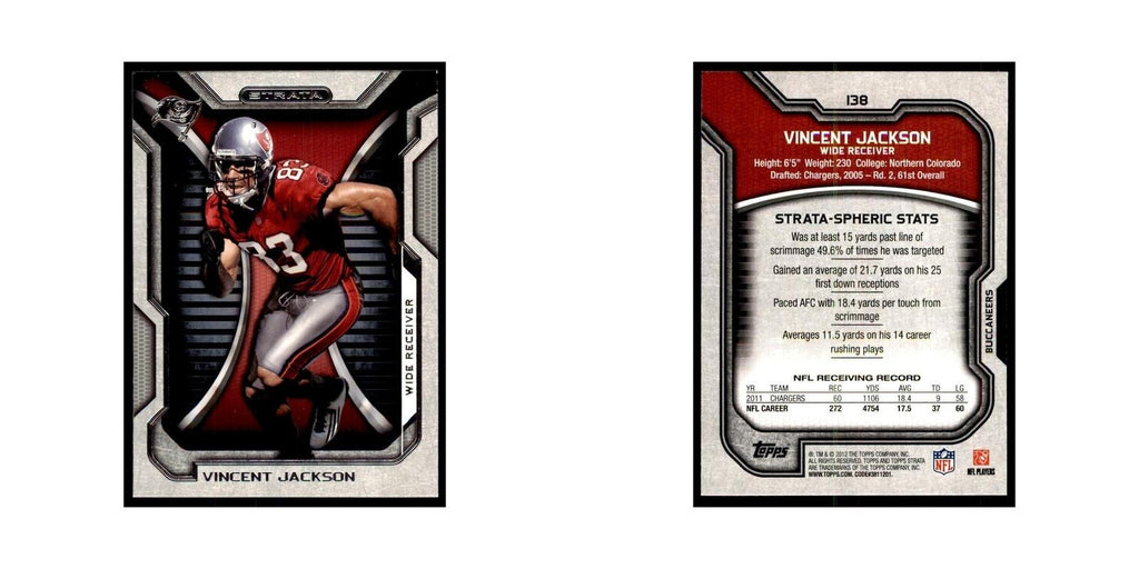 2012 Topps Strata Vincent Jackson Football Cards #138