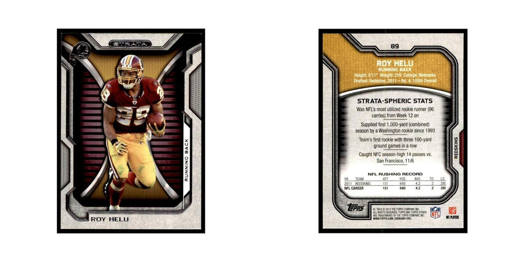 2012 Topps Strata Roy Helu Football Cards #89