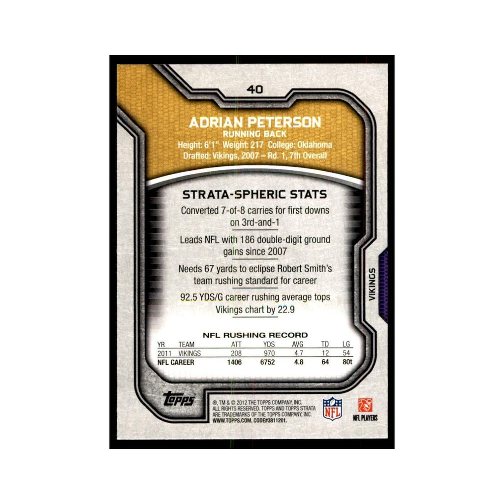 2012 Topps Strata Adrian Peterson Football Cards #40