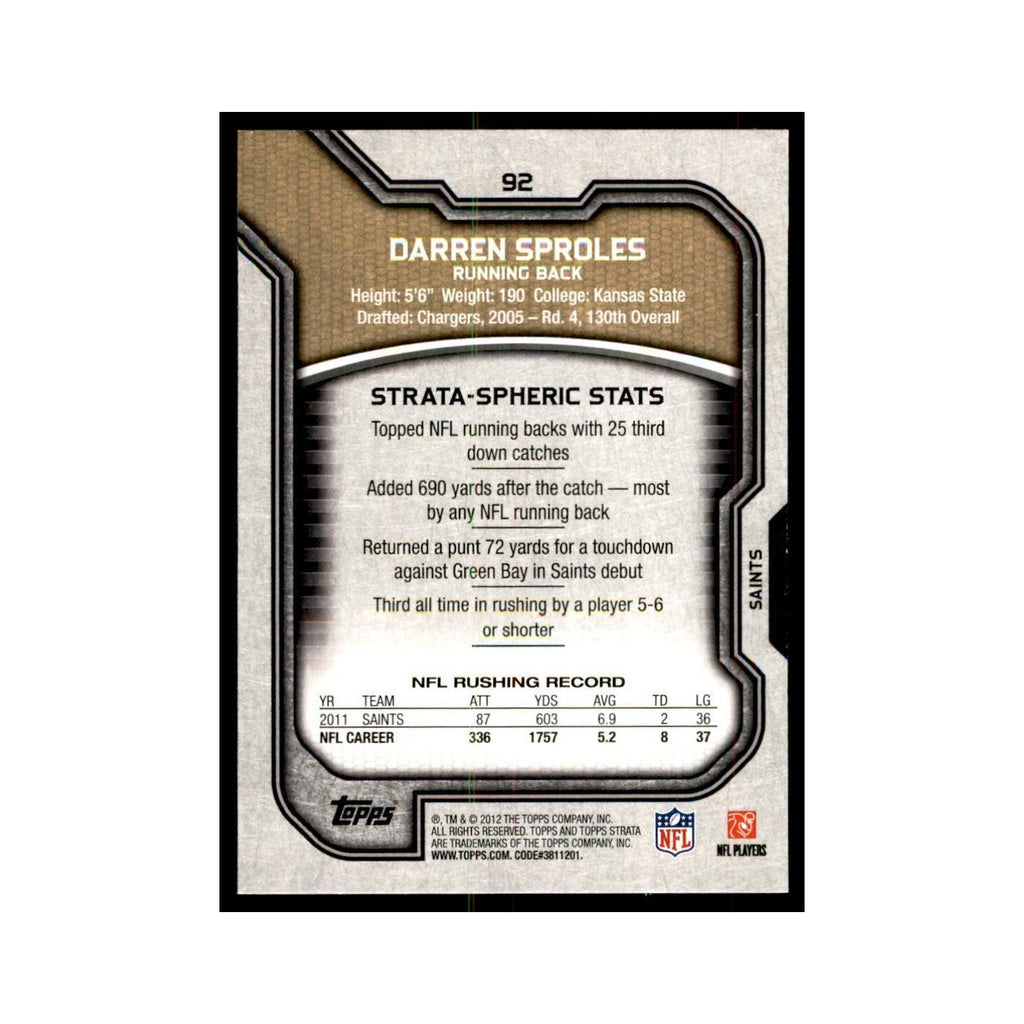 2012 Topps Strata Darren Sproles Football Cards #92