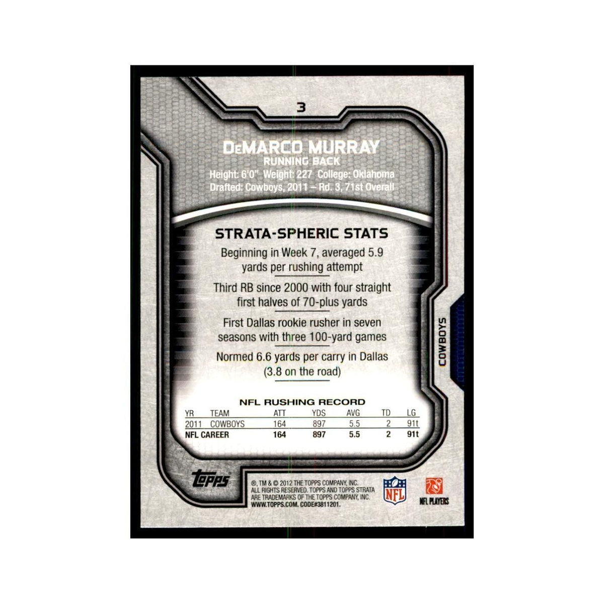 2012 Topps Strata DeMarco Murray Football Cards #3
