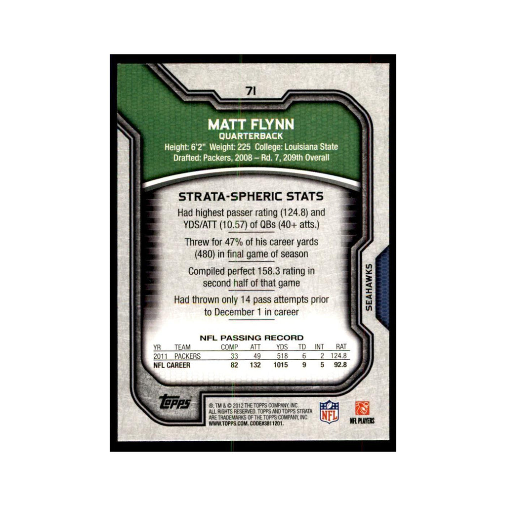 2012 Topps Strata Matt Flynn Football Cards #71