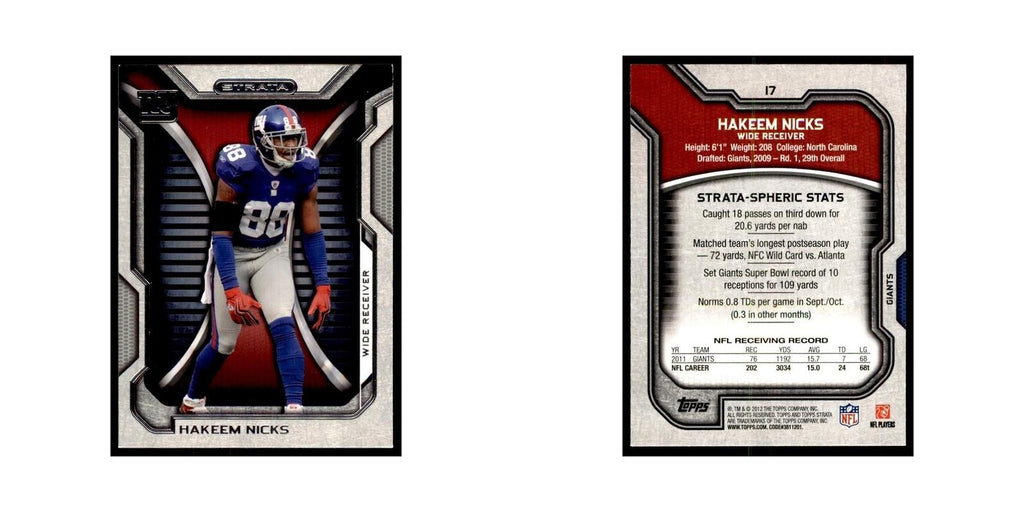 2012 Topps Strata Hakeem Nicks Football Cards #17