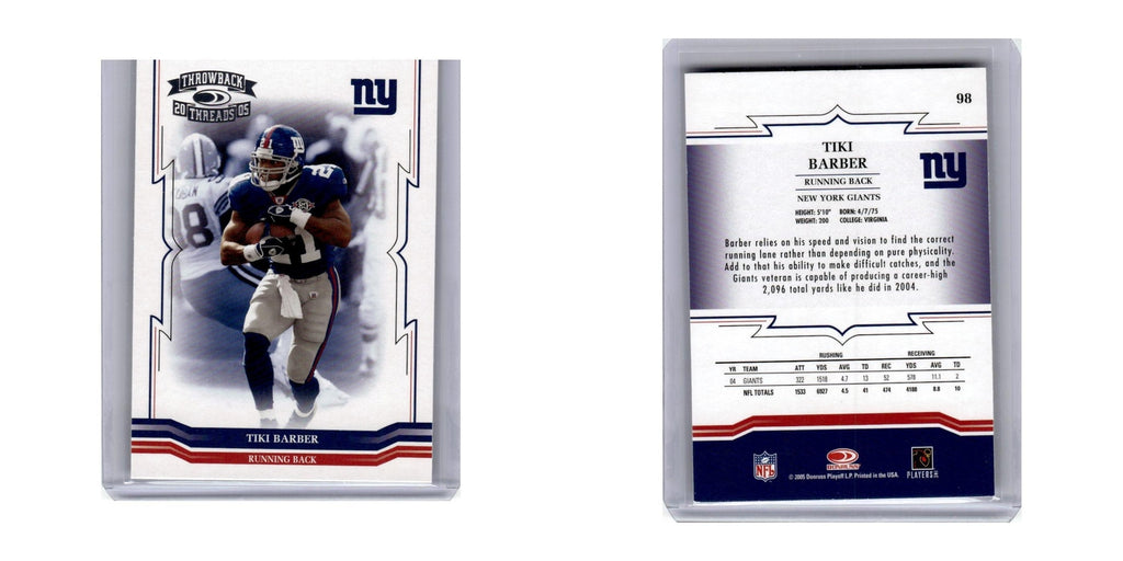 2005 Donruss Throwback Threads Tiki Barber Giants #98
