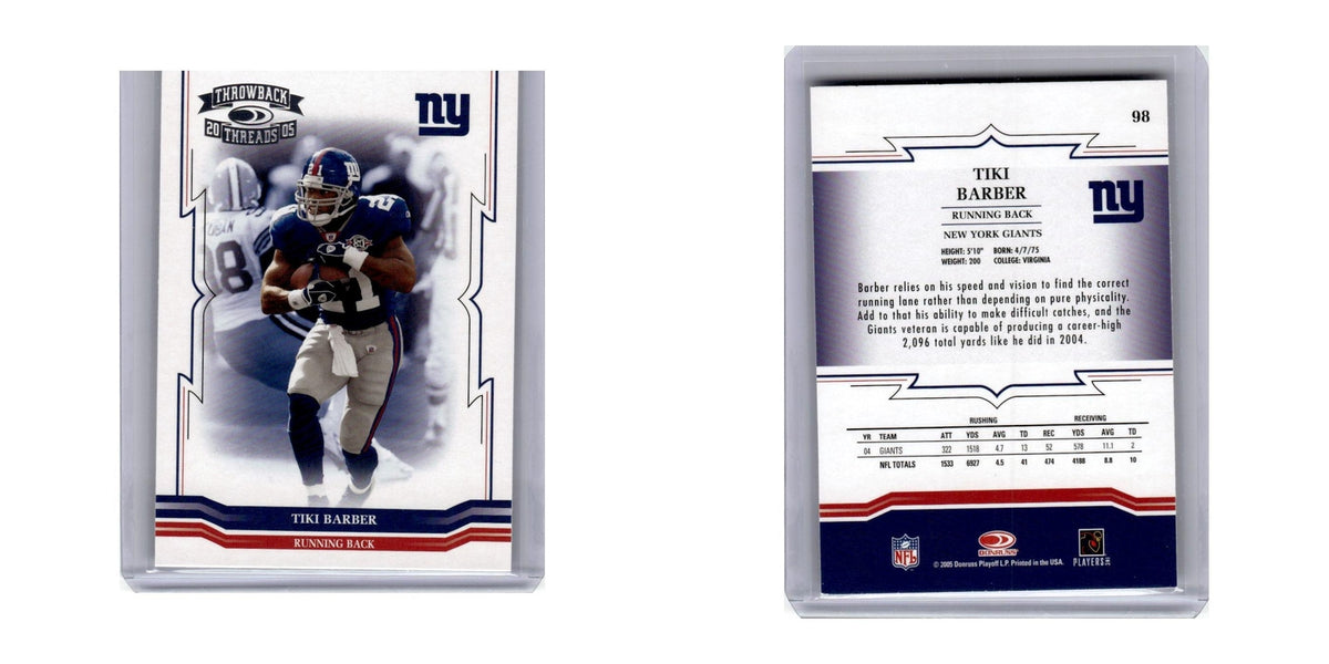 2005 Donruss Throwback Threads Tiki Barber Giants #98