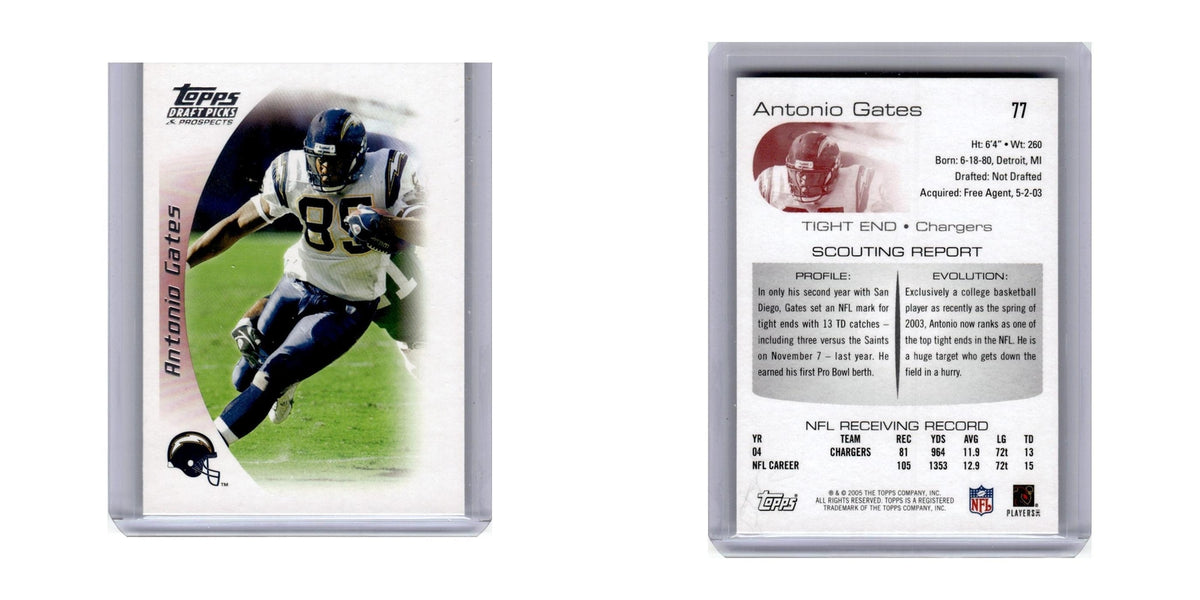 2005 Topps Draft Picks & Prospects Antonio Gates San Diego Chargers #77