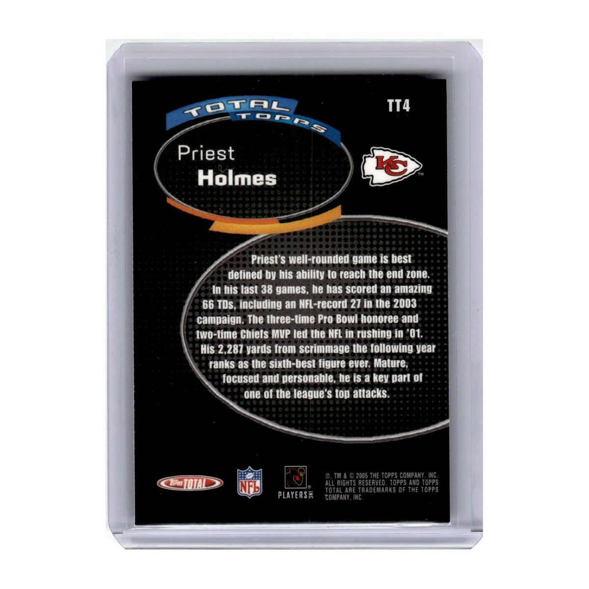 2005 Topps Total Priest Holmes Chiefs #TT4
