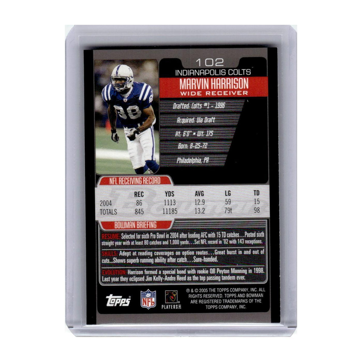 2005 Bowman Marvin Harrison Colts #102