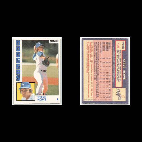 Steve Howe #196 1984 O-Pee-Chee Los Angeles Dodgers Baseball Card MLB NM