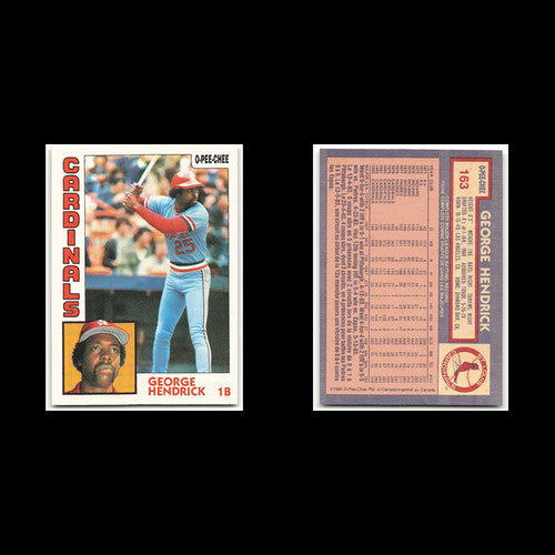 George Hendrick #163 1984 O-Pee-Chee St. Louis Cardinals Baseball Card MLB NM