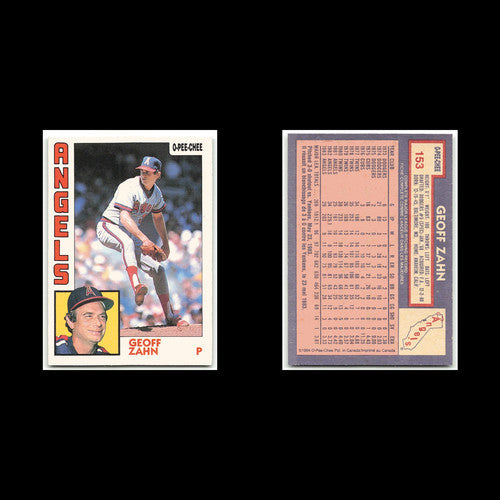Geoff Zahn #153 1984 O-Pee-Chee California Angels Baseball Card MLB NM