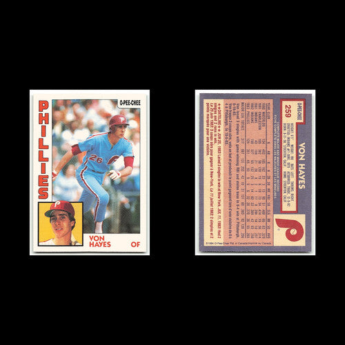 Von Hayes #259 1984 O-Pee-Chee Philadelphia Phillies Baseball Card MLB NM