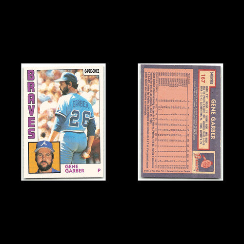 Gene Garber #167 1984 O-Pee-Chee Atlanta Braves Baseball Card MLB NM