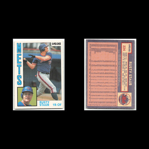 Rusty Staub #224 1984 O-Pee-Chee New York Mets Baseball Card MLB NM