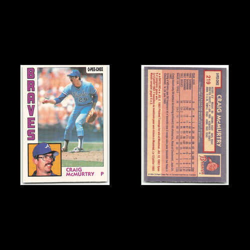 Craig McMurtry #219 1984 O-Pee-Chee Atlanta Braves Baseball Card MLB NM