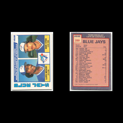Blue Jays Team Leaders - Lloyd Moseby/Dave Stieb #289 1984 O-Pee-Chee Blue Jays