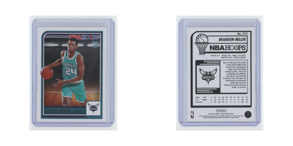 Brandon Miller Rookie 2023 Hoops #272 Charlotte Hornets Basketball Card NM
