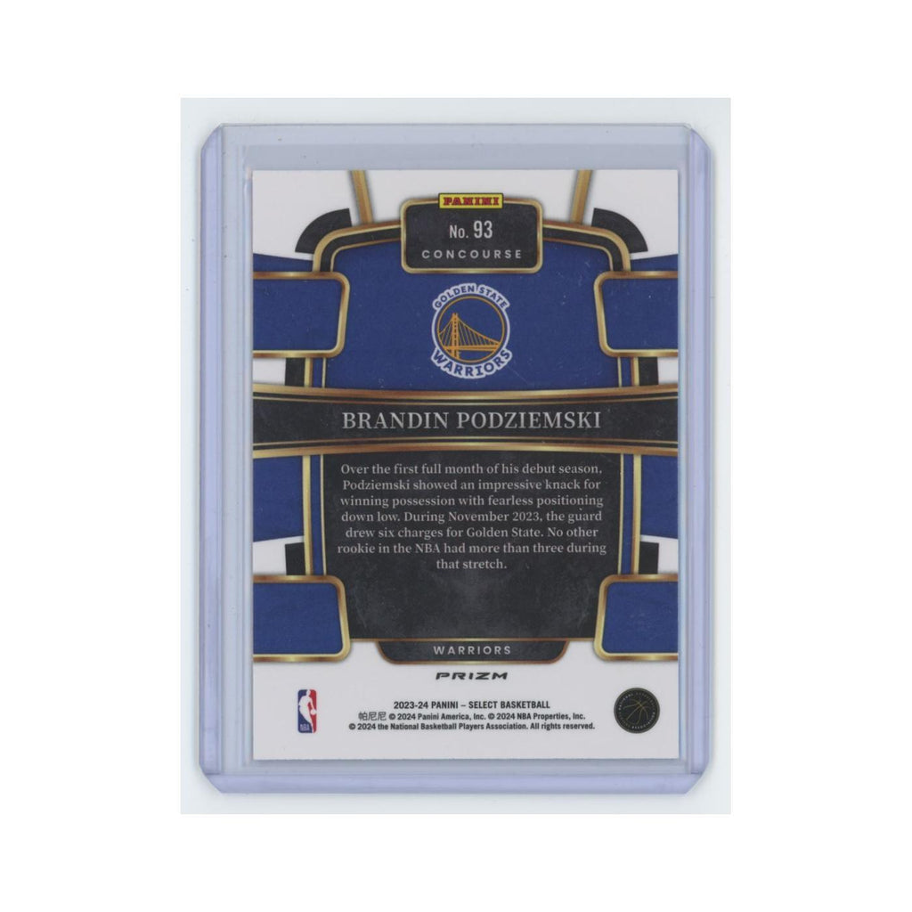 Brandin Podziemski Rookie 2023 Panini Select #93 Golden State Warriors NM