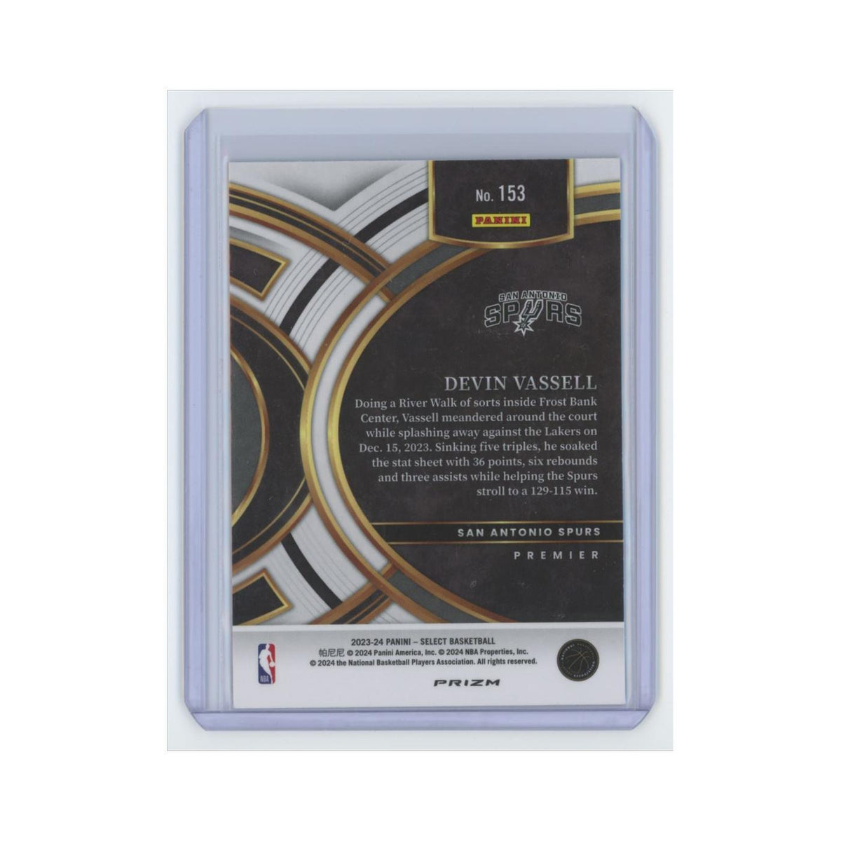 Devin Vassell 2023 Panini Select #153 San Antonio Spurs Basketball Card NM