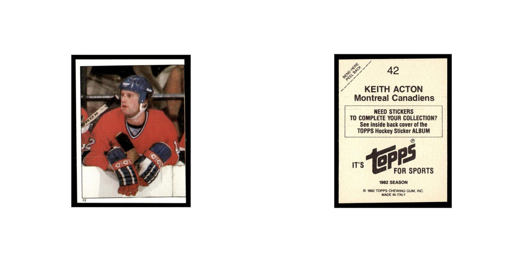 Keith Acton 1982 Topps Stickers #42 Montreal Canadiens Hockey Card EX
