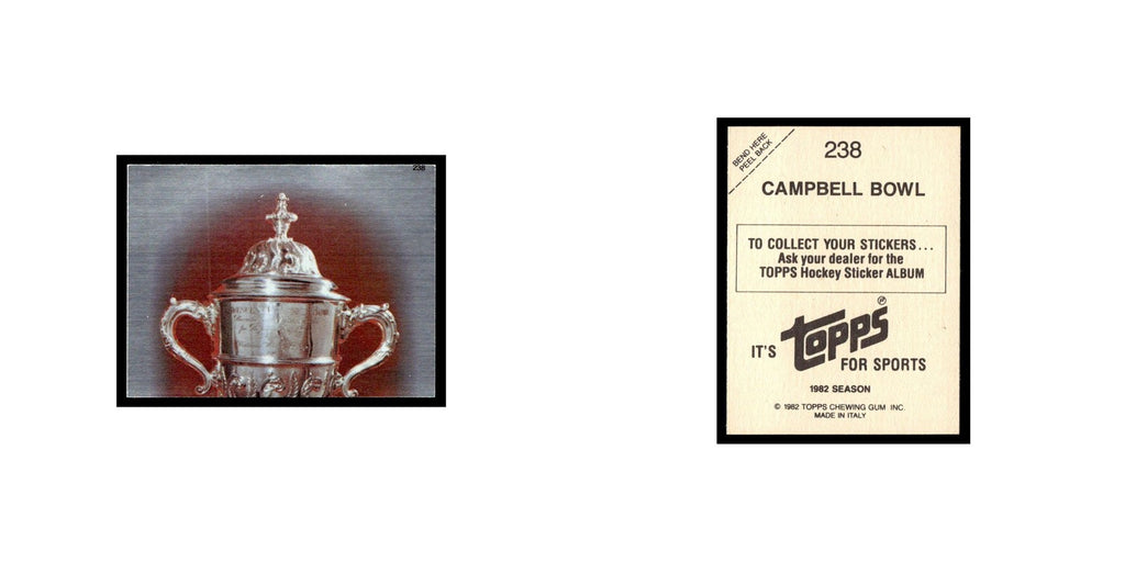 Campbell Bowl top 1982 Topps Stickers #238 Hockey Card EX