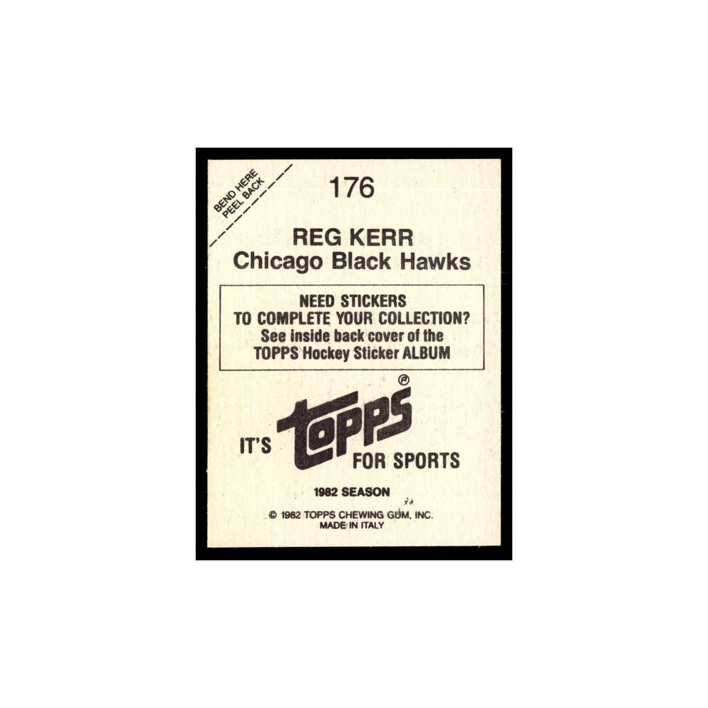 Reg Kerr 1982 Topps Stickers #176 Chicago Blackhawks Hockey Card EX