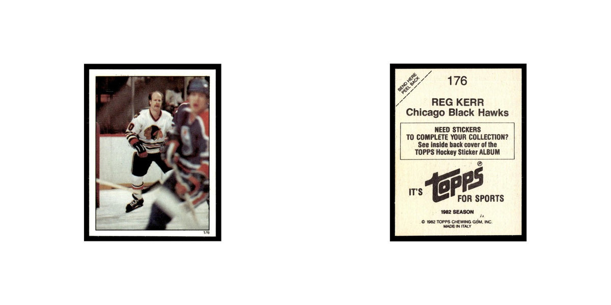 Reg Kerr 1982 Topps Stickers #176 Chicago Blackhawks Hockey Card EX