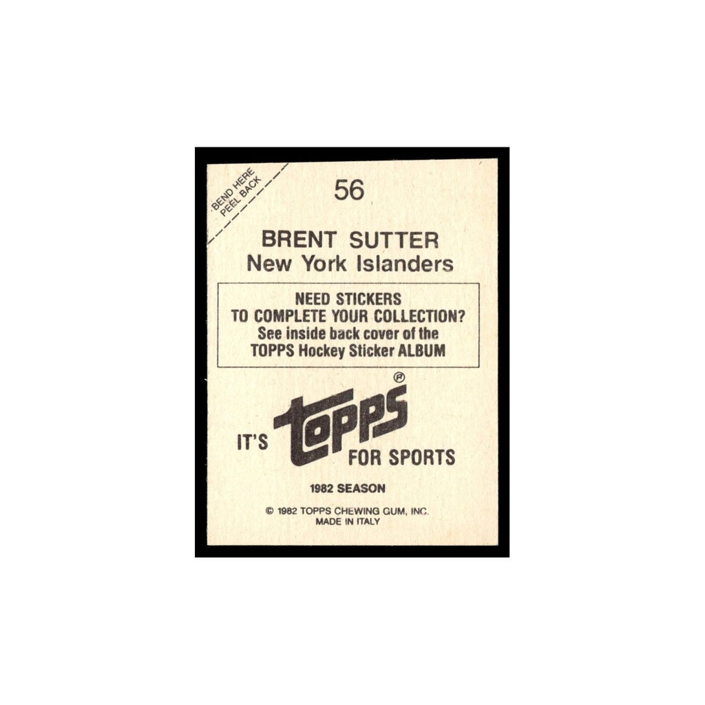 Brent Sutter 1982 Topps Stickers #56 New York Islanders Hockey Card EX