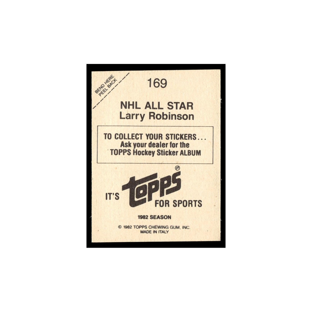 Larry Robinson 1982 Topps Stickers #169 Montreal Canadiens Hockey Card EX