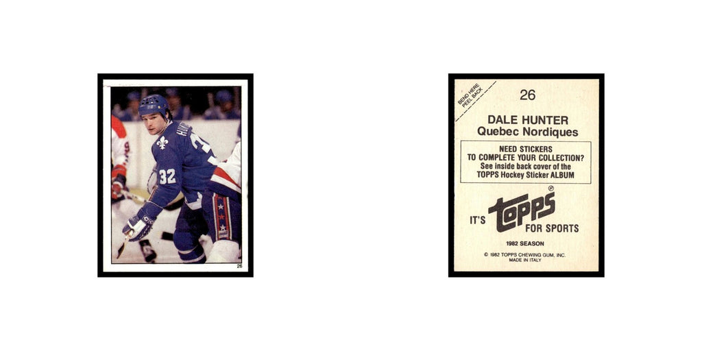 Dale Hunter 1982 Topps Stickers #26 Quebec Nordiques Hockey Card EX