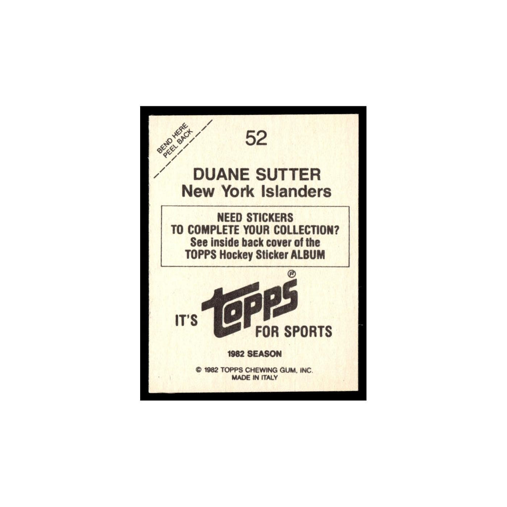 Duane Sutter 1982 Topps Stickers #52 New York Islanders Hockey Card EX