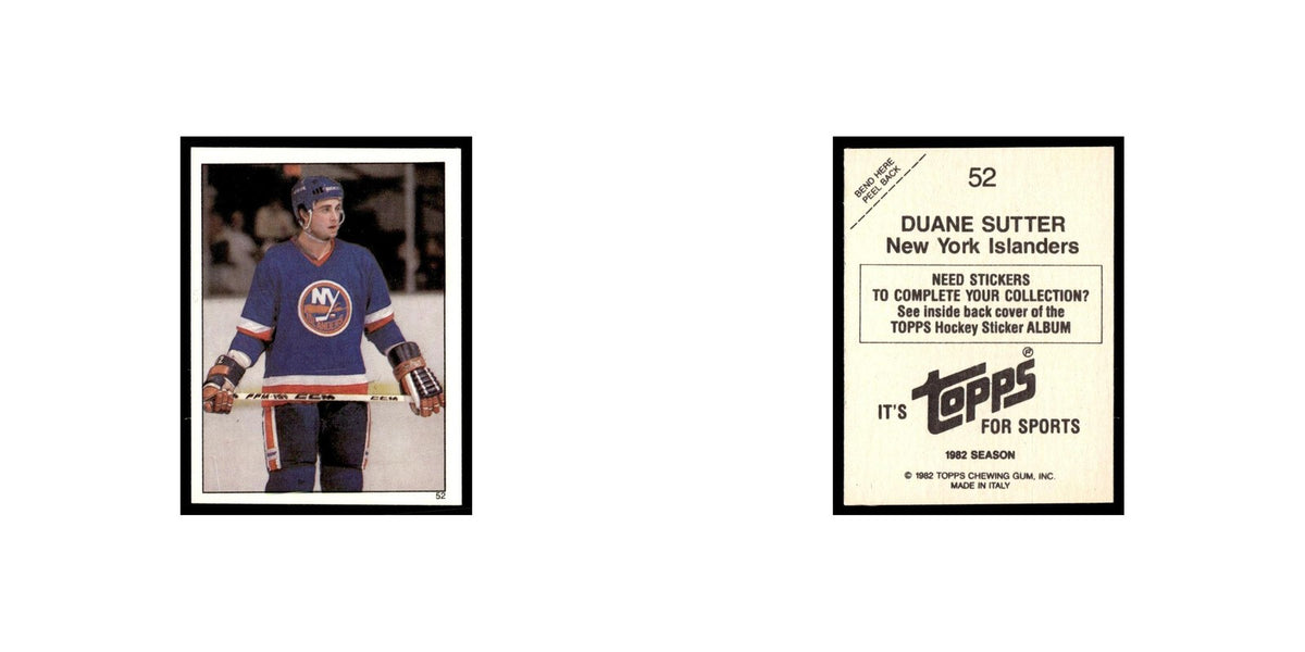 Duane Sutter 1982 Topps Stickers #52 New York Islanders Hockey Card EX