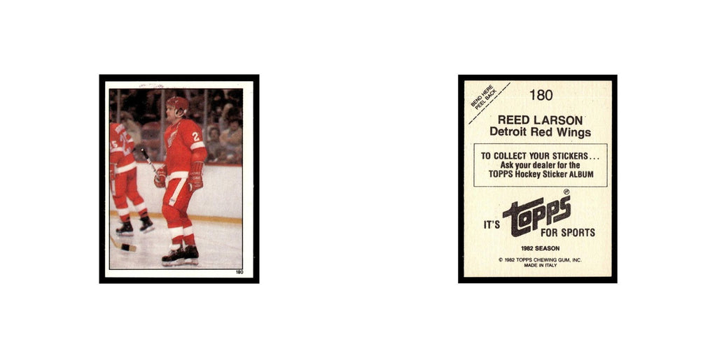 Reed Larson 1982 Topps Stickers #180 Detroit Red Wings Hockey Card EX