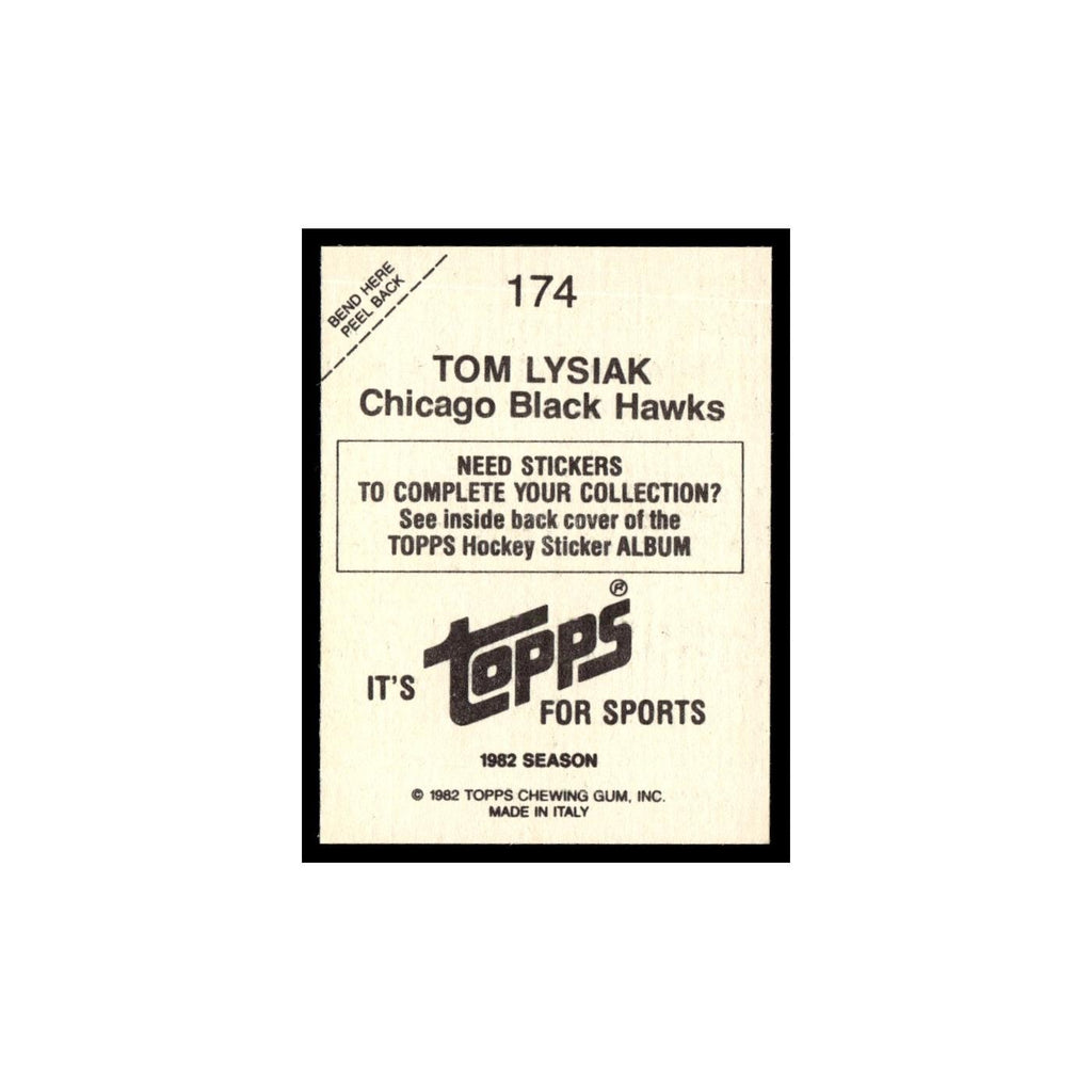 Tom Lysiak 1982 Topps Stickers #174 Chicago Blackhawks Hockey Card EX