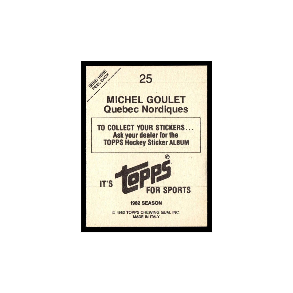 Michel Goulet 1982 Topps Stickers #25 Quebec Nordiques Hockey Card EX