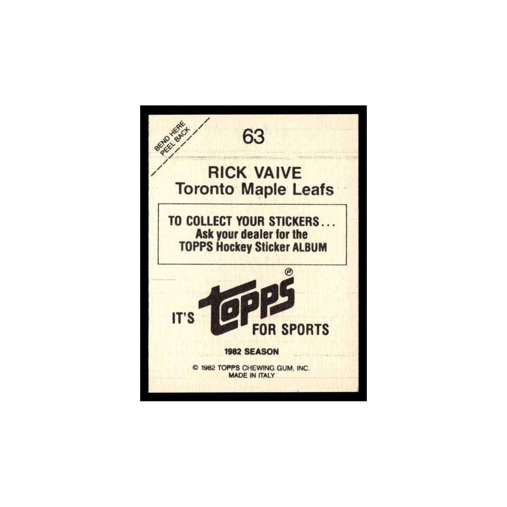 Rick Vaive 1982 Topps Stickers #63 Toronto Maple Leafs Hockey Card EX
