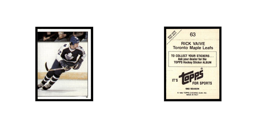 Rick Vaive 1982 Topps Stickers #63 Toronto Maple Leafs Hockey Card EX