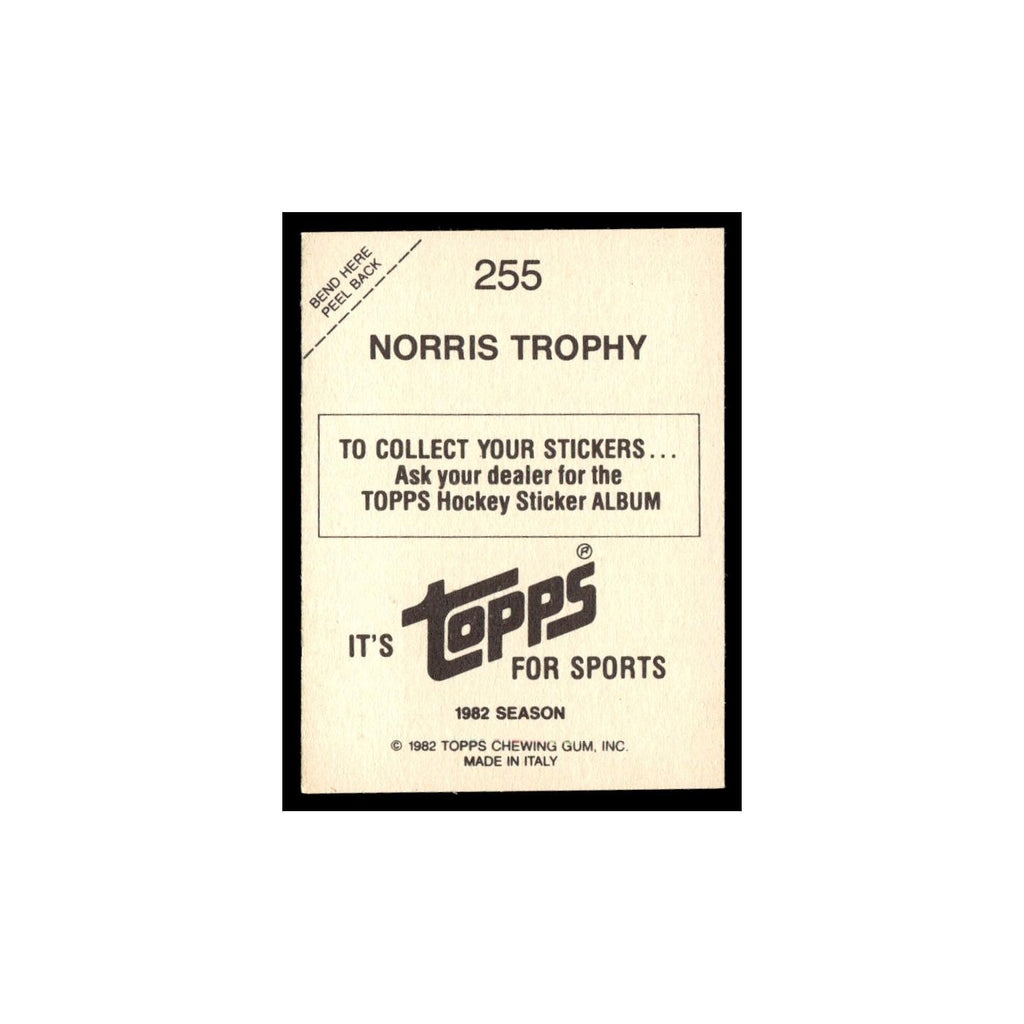 Norris Trophy 1982 Topps Stickers #255 Hockey Card EX