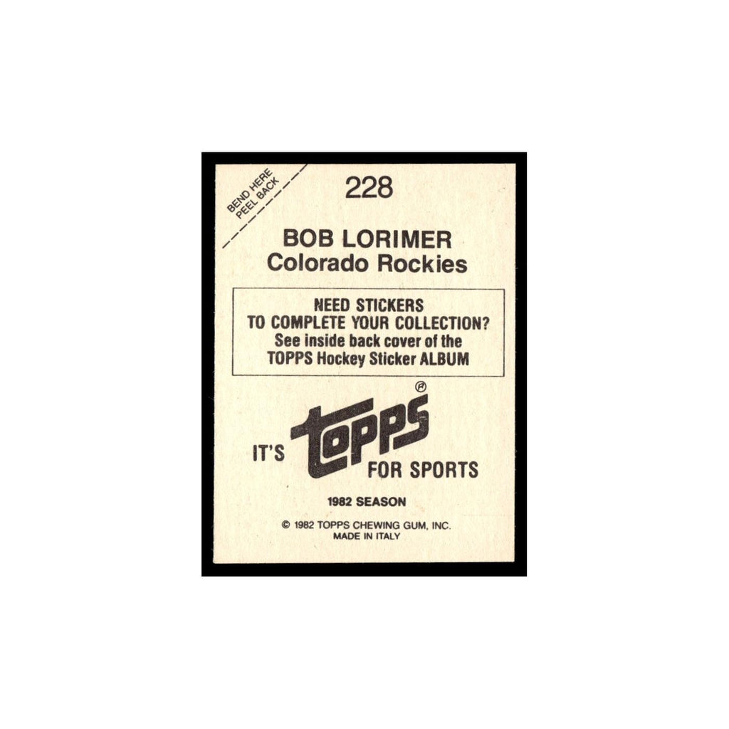 Bob Lorimer 1982 Topps Stickers #228 Colorado Rockies Hockey Card EX