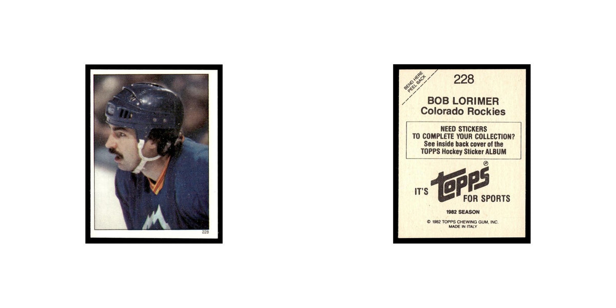 Bob Lorimer 1982 Topps Stickers #228 Colorado Rockies Hockey Card EX