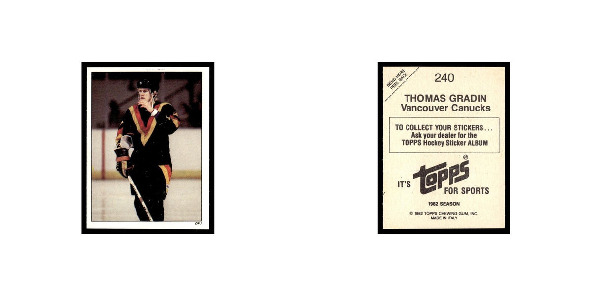 Thomas Gradin 1982 Topps Stickers #240 Vancouver Canucks Hockey Card EX