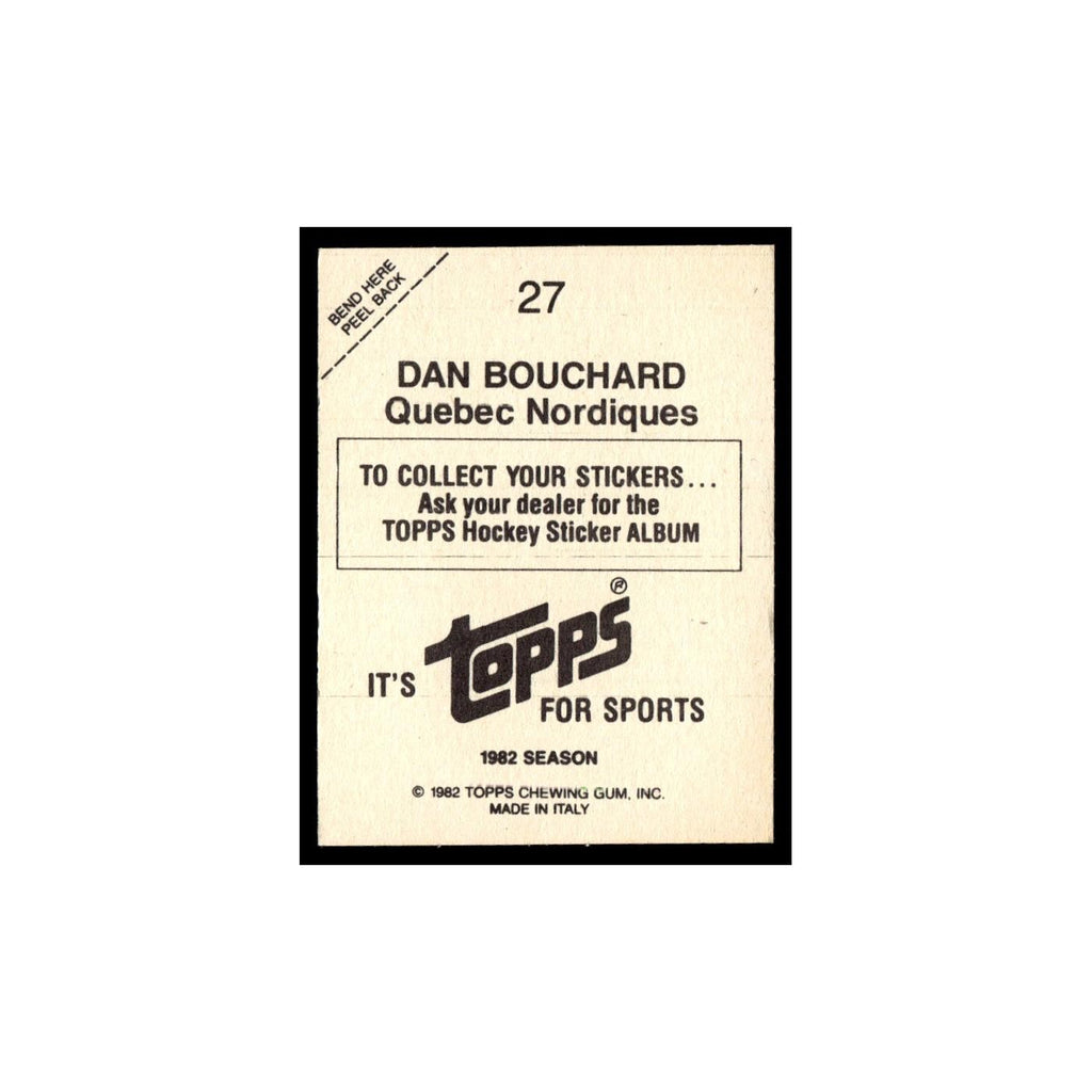 Dan Bouchard 1982 Topps Stickers #27 Quebec Nordiques Hockey Card EX