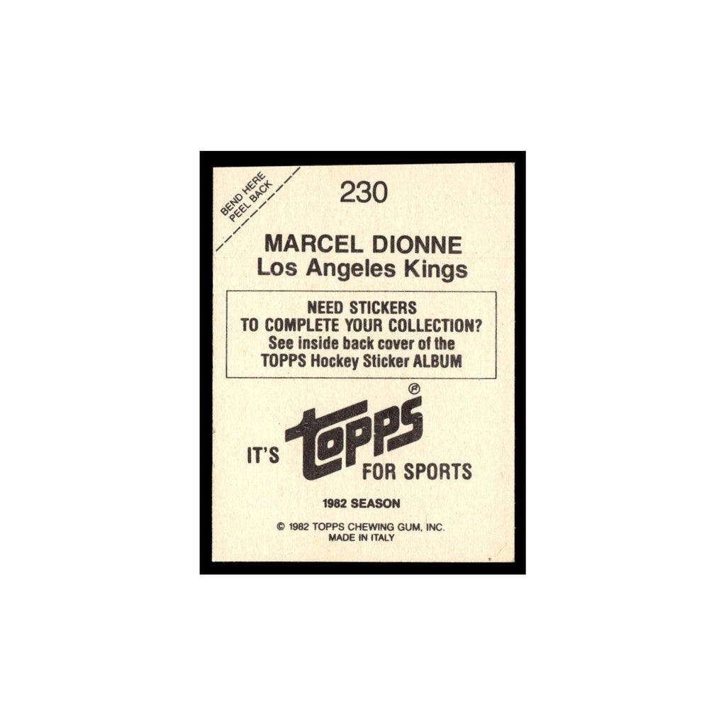 Marcel Dionne 1982 Topps Stickers #230 Los Angeles Kings Hockey Card EX