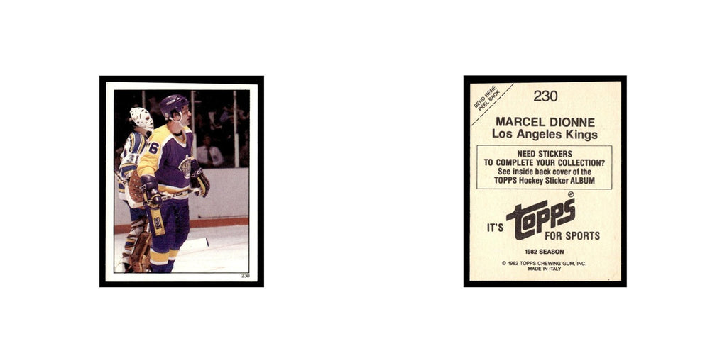 Marcel Dionne 1982 Topps Stickers #230 Los Angeles Kings Hockey Card EX