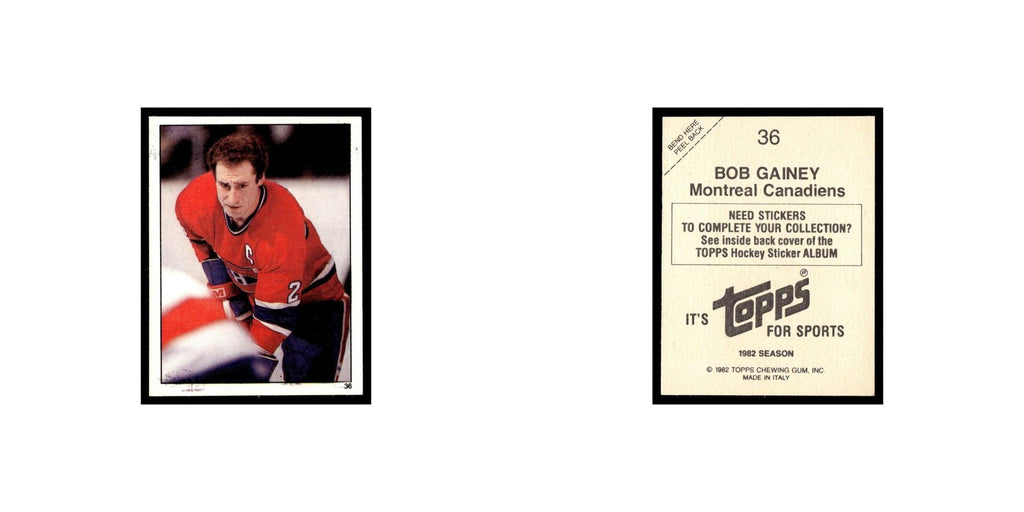 Bob Gainey 1982 Topps Stickers #36 Montreal Canadiens Hockey Card EX